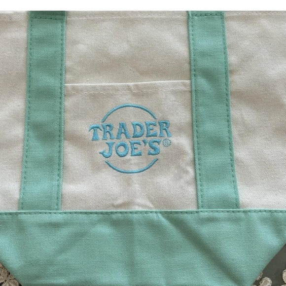 Trader Joe's Pastel Mini Canvas Mint Green Tote Bag 2025 Limited Edition NWT - Picture 2 of 2